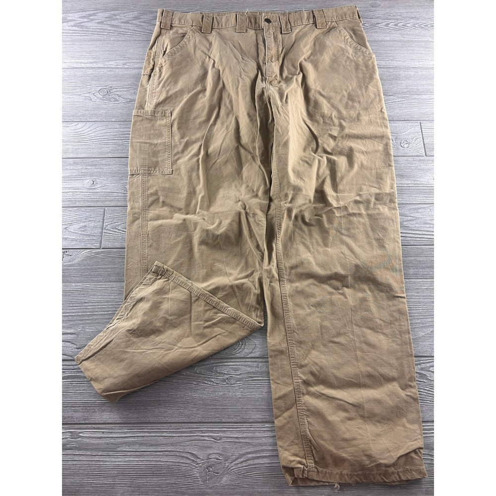 Carhartt Mens B151 DKH Washed Duck Work Dungaree Pants Tan Brown 44x32
